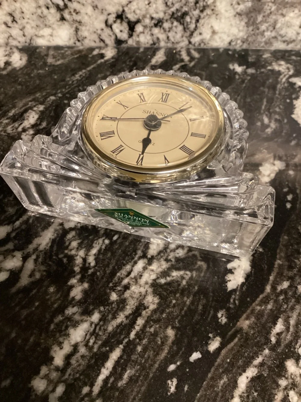 SHAN Clear Acrylic Mantel Clock with Gold-Tone Dial
